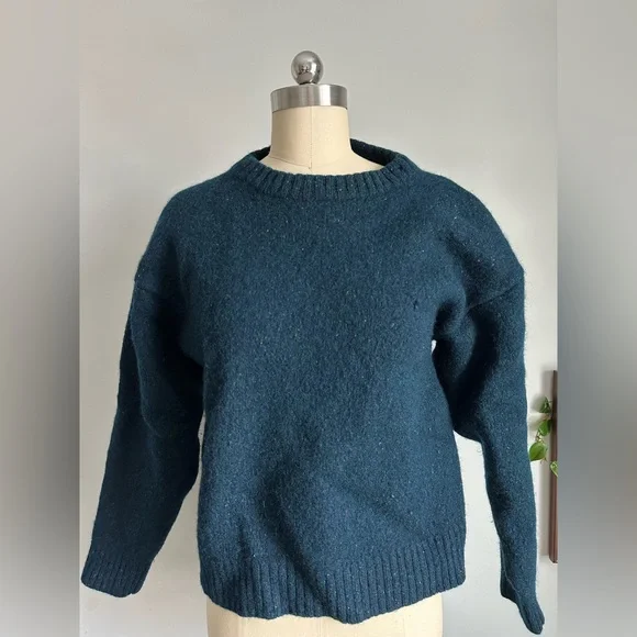 Eddie Bauer vintage wool sweater blue navy crew neck - Picture 7 of 9